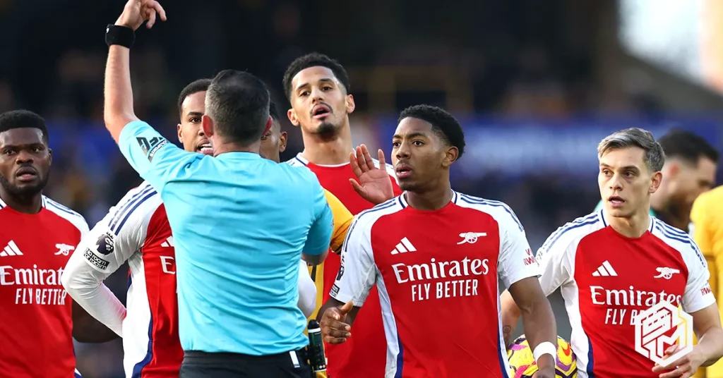 Arsenal beat Wolves 1-0 but the red card Lewis Scally received in the match caused controversy.